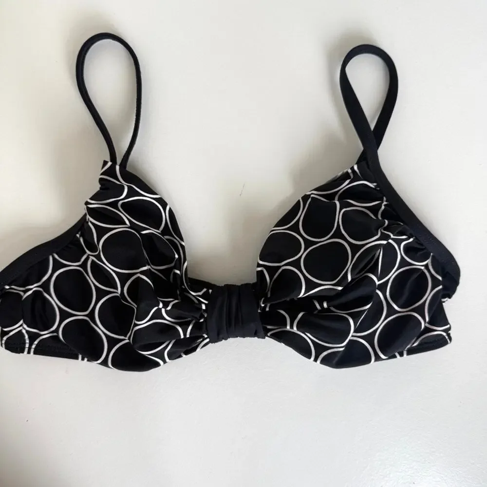 LA BLANCA‎ Bikini Top Black White Geo Print Underwire Adjustable Swimwear Sz 6